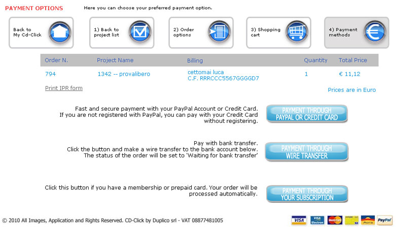 The Cloud with CDClick i-Studio, Your Order and Payment Options